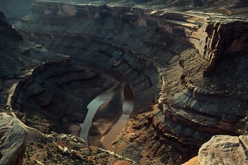 The smooth carving of a river as it shapes a canyon over millennia