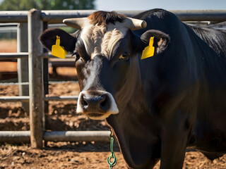 Close up portrait of a black bull