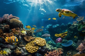 Fototapeta premium underwater sea life by generative ai