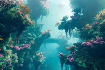 Obraz premium underwater sea life by generative ai