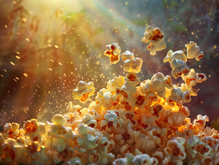 Splash popcorn with the warm light 