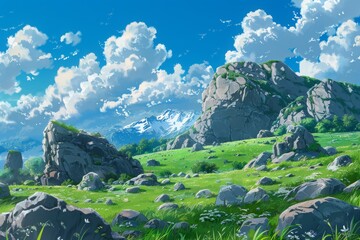 Field of wheat with mountainous background