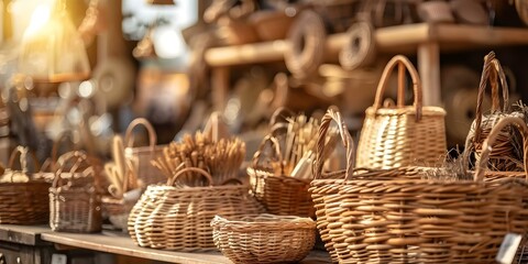 Obraz premium Local market crafts add personal touch to digital age. Concept Local Market Crafts, Personal Touch, Digital Age, Handmade Gifts, Artisanal Creations