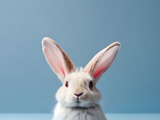 Obraz premium White rabbit on a blue background