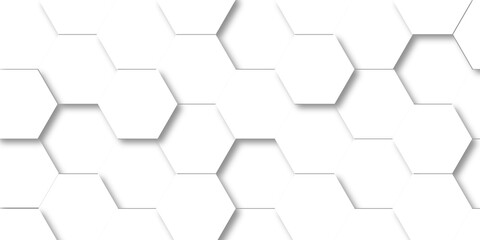 Fototapeta premium Abstract pattern with hexagonal white and gray technology line paper background. Hexagonal grid tile and mosaic structure mess cell. white and gray hexagon honeycomb geometric copy space.