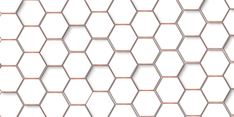 Fototapeta premium Abstract pattern with hexagonal white and gray technology line paper background. Hexagonal grid tile and mosaic structure mess cell. white and gray hexagon honeycomb geometric copy space.