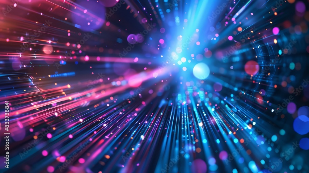 Poster dynamic digital precision background with vibrant moving lights, highlighting modern technology and 