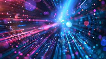 Fototapeta premium Dynamic digital precision background with vibrant moving lights, highlighting modern technology and innovation. Ideal for tech-related visuals