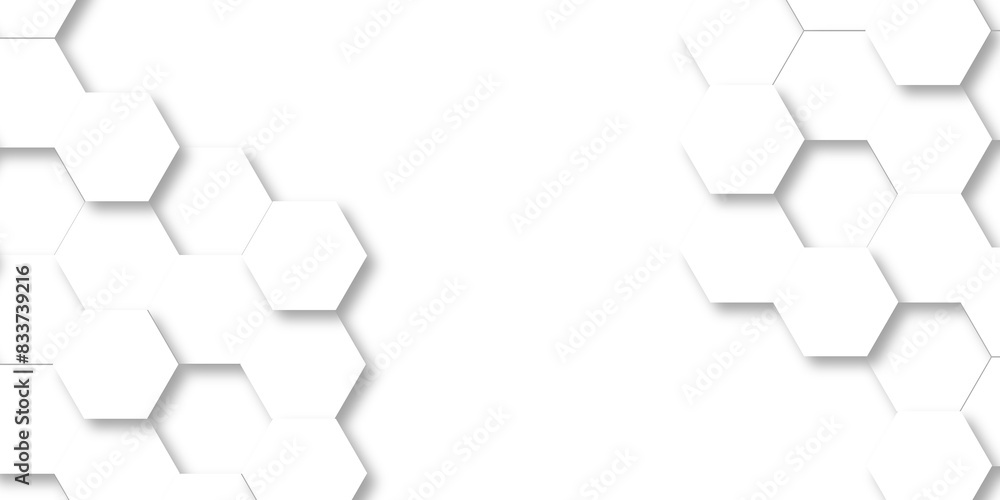 Poster abstract pattern with hexagonal white and gray technology line paper background. hexagonal grid tile