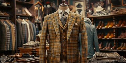 Fototapeta premium Stylish Men's Suits in Classic Boutique