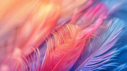 Abstract Feather Textures, Soft, colorful feather textures in macro detail, highlighting natural beauty and delicacy
