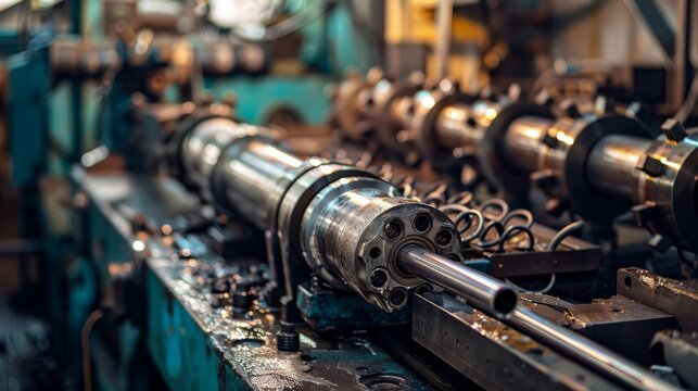 Steel machinery maintenance in a tool factory, highlighting essential upkeep for optimal manufacture. Perfect for industrial and manufacturing themes