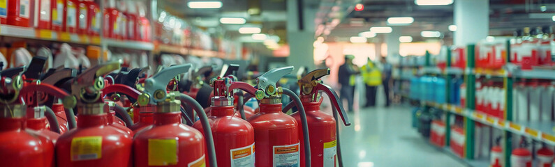 Checking Fire Extinguisher Tanks During Emergency Safety Training in Buildings