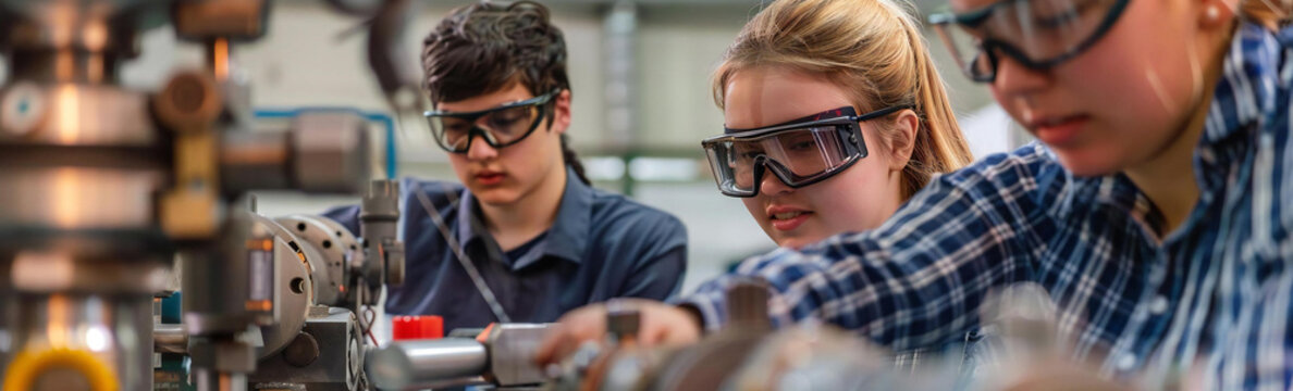 Title: Students in Technical Vocational Training Program with Instructor