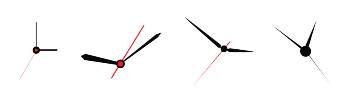 set on clock needle watch dial vector isolated on white