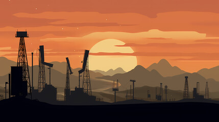 Oil field vector image