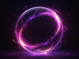 Obraz premium Abstract neon energy sphere of particles and waves on the background