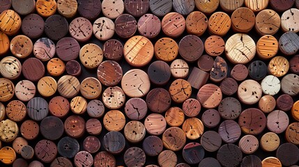 collage of vintage wine corks in varying shades of brown generative ai artwork