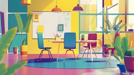 Creative Workspace Inspiring Team Brainstorming and Innovation