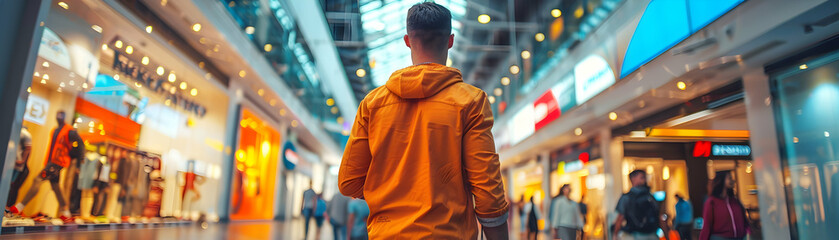 Sports Ambassador Showcasing Mockup Sports Board in Shopping Mall Concept   Sports Gear and Fitness Promotions for Marketing Ads