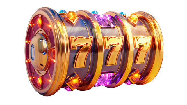 3d casino slots machine reel, transparent background