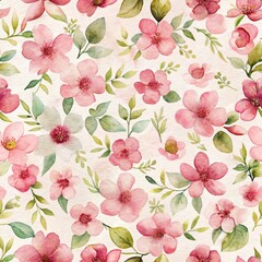 Minimalist watercolor pink geometric floral seamless pattern