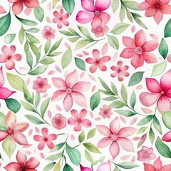 Obraz premium Minimalist watercolor pink geometric floral seamless pattern
