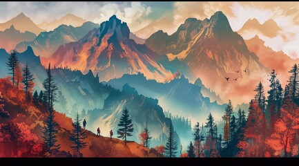 Enigmatic Mountain Range: Chinese-Inspired Fantasy Landscape