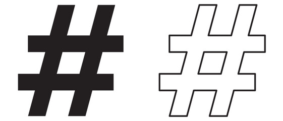 Hashtags icon vector, hashtag sign and symbol isolated on white background, black hashtag icon.vector illustration.