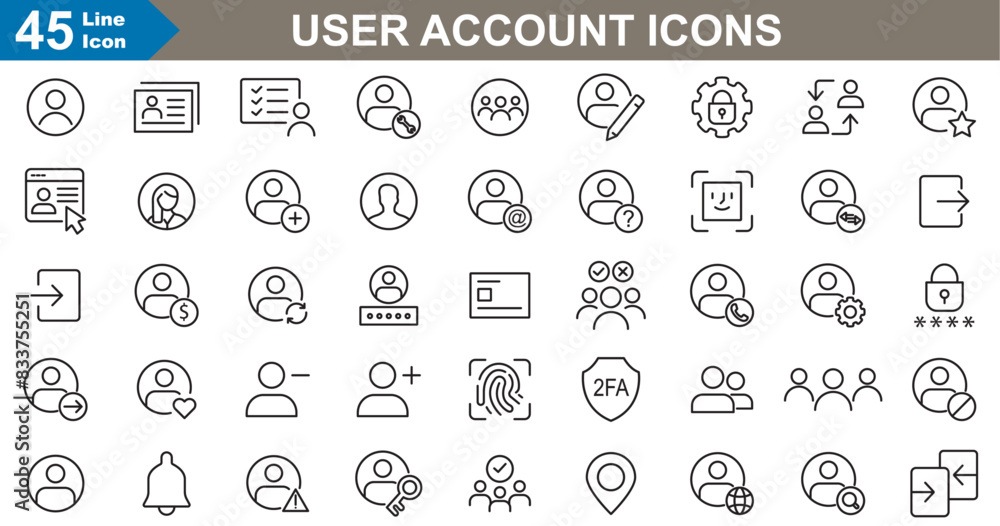 Poster user account icons set vector illustrator. this vector set features diverse user account icons for p