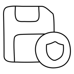 A linear design icon of secure floppy disk


