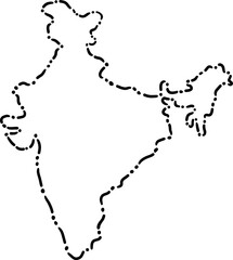 dash line doodle drawing of india map.