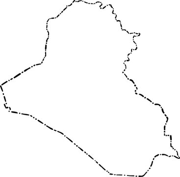 recommend clip art: dash line doodle drawing of iraq map.