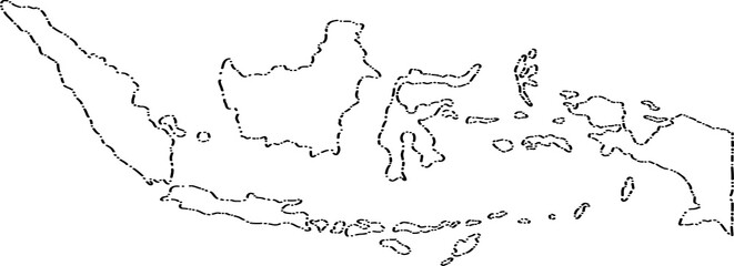 dash line doodle drawing of indonesia map.