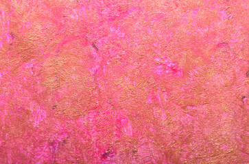 art background of pink stains with gold texture