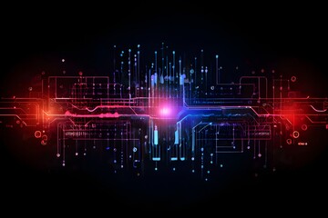 Fototapeta premium Abstract technology background with glowing lines illuminating a dark space, creating a futuristic and vibrant atmosphere.