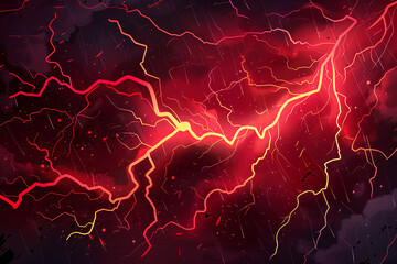 red lightning black background vector 3d rendering