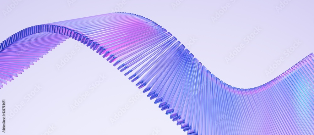 Fototapete minimal geometric background with blue wavy shape. 3d rendering illustration.