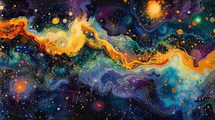 Abstract Starry Skies, Artistic representations of starry skies with surreal elements and vibrant colors