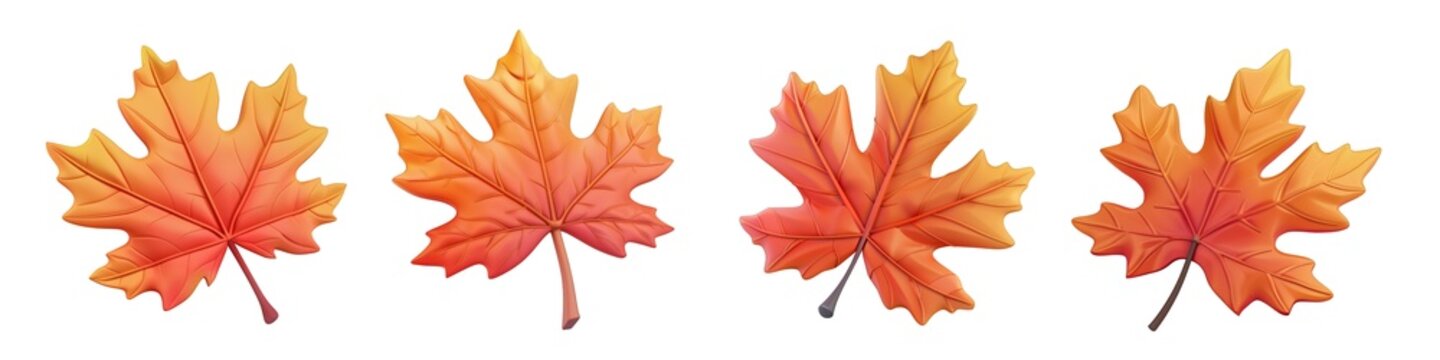3D cartoon autumn maple leaf model, adding a festive atmosphere isolated on transparent background cutout png