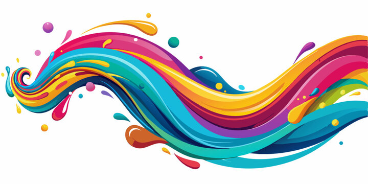 recommend clip art: Abstract circle liquid motion flow explosion. Curved wave colorful pattern with paint drops on white background