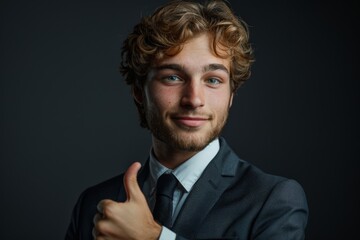 Businessman in Suit Giving a Thumbs Up