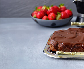 chocolate brownie cake with ganache