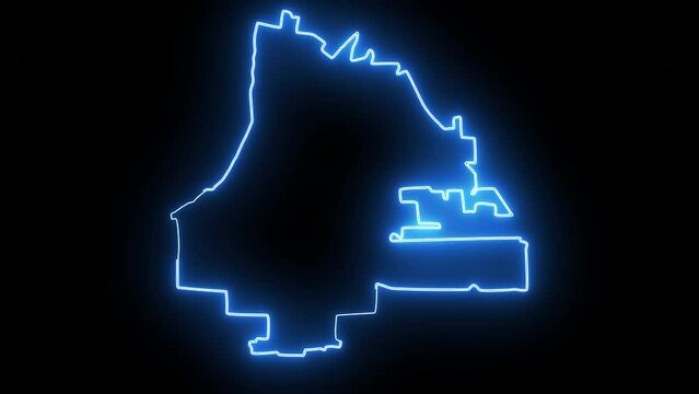 map of lafayette in Indiana with a neon effect that glows blue