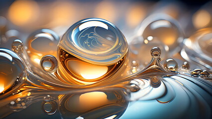 Shimmering orange bubbles floating in a rich and elegant design