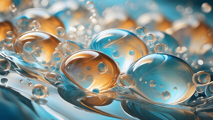 Fototapeta premium Elegant blue abstract bubbles creating a serene and vibrant visual