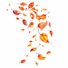 Falling Autumn Leaves, Serene Mood, Watercolor Style, Fall Concept