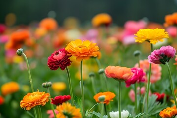 Obraz premium Vibrant Bloom of Colorful Flowers in a Lush Floral Field