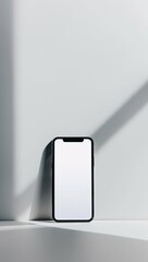 New Product Launch Focus on a modern gadget displayed with a clean white background, empty space left for text