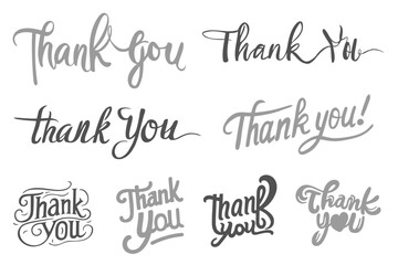 Thank you. Handwritten lettering phrases with modern design vector set.
